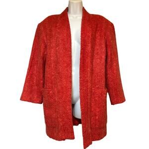 Vintage MJ Red Mohair Cardigan, Sweater Blazer, Coat, Women’s M/L, Seattle USA